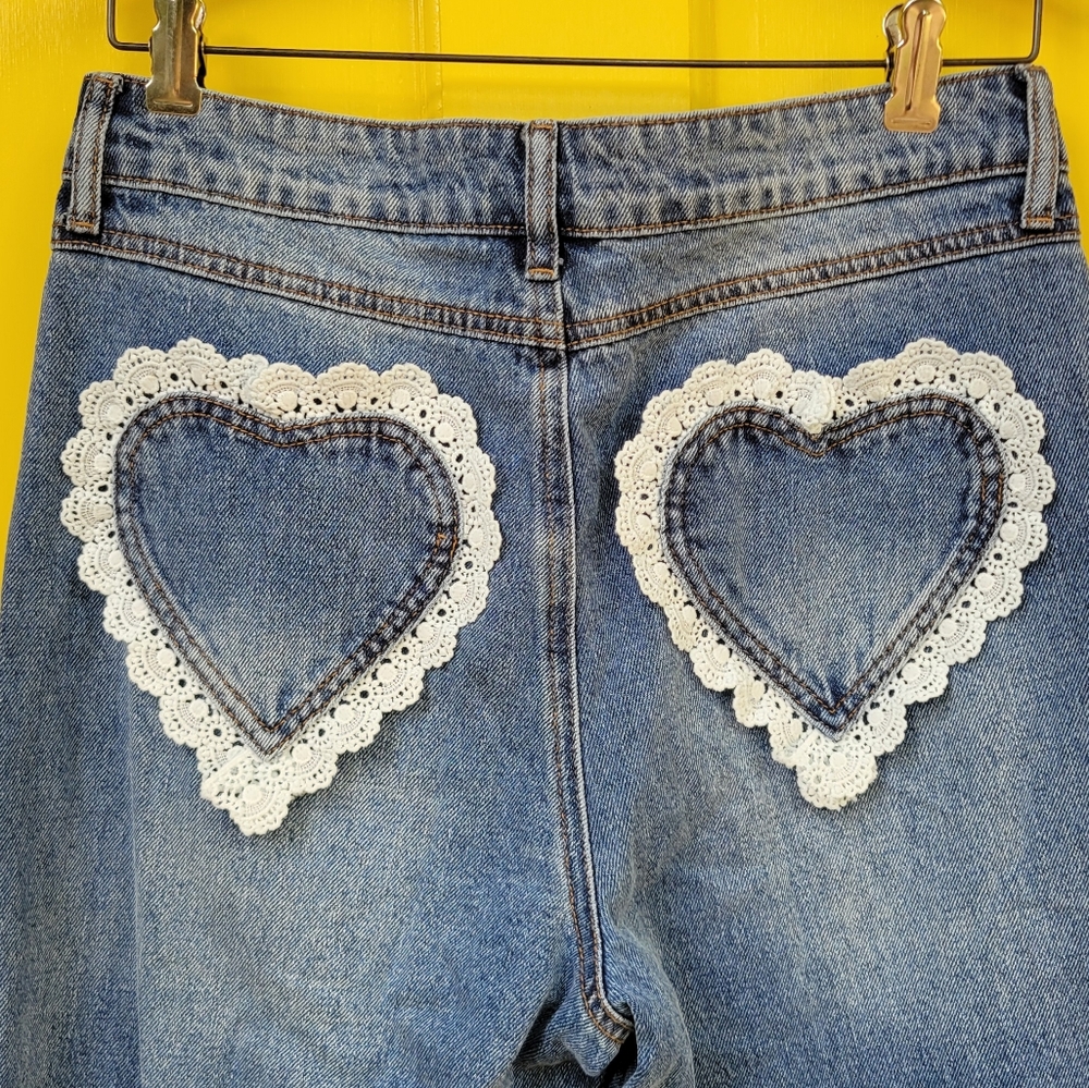 Heart Patch Blue Jeans - Picture 6 of 11